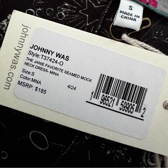 JOHNNY WAS JANIE FAVORITE SEAMED MOCK NECK DRESS MINA SMALL Sun moon star NWT 99 - Picture 9 of 9